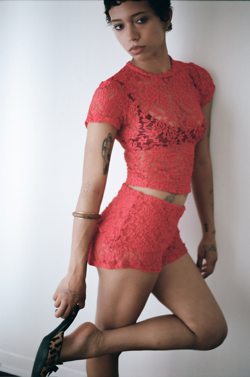 Thalia Shorts in Cherry Lace