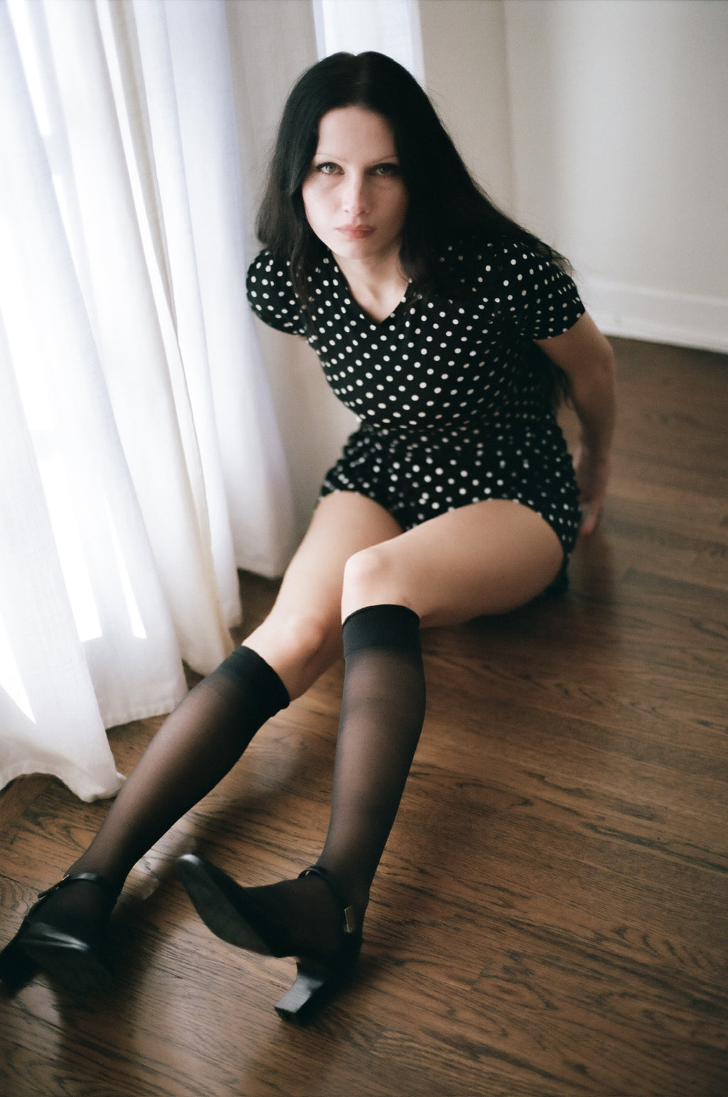 Thalia Baby Tee in Black Polka Dot