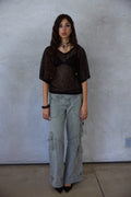 Lily Flutter Tee in Black Lace