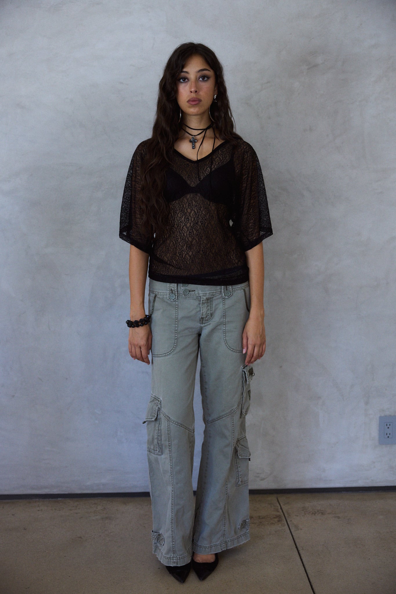 Lily Flutter Tee in Black Lace