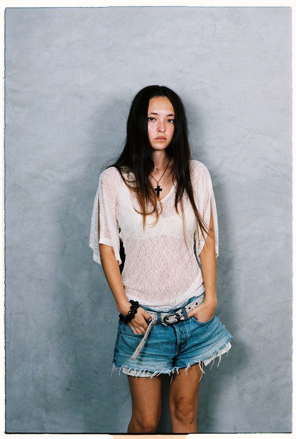 Lily Flutter Tee in Sandstone Lace
