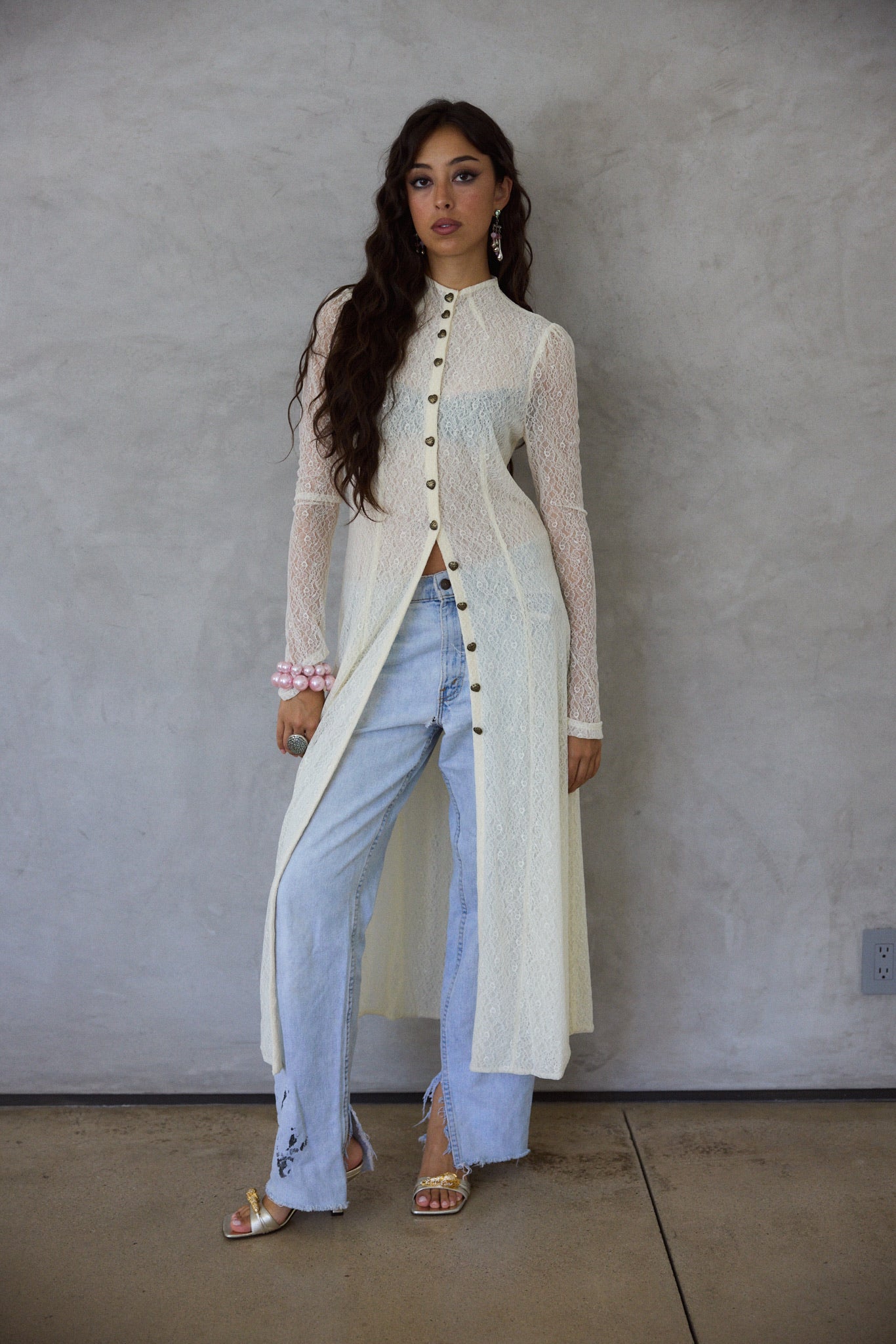 Violetta Duster in Sandstone Lace