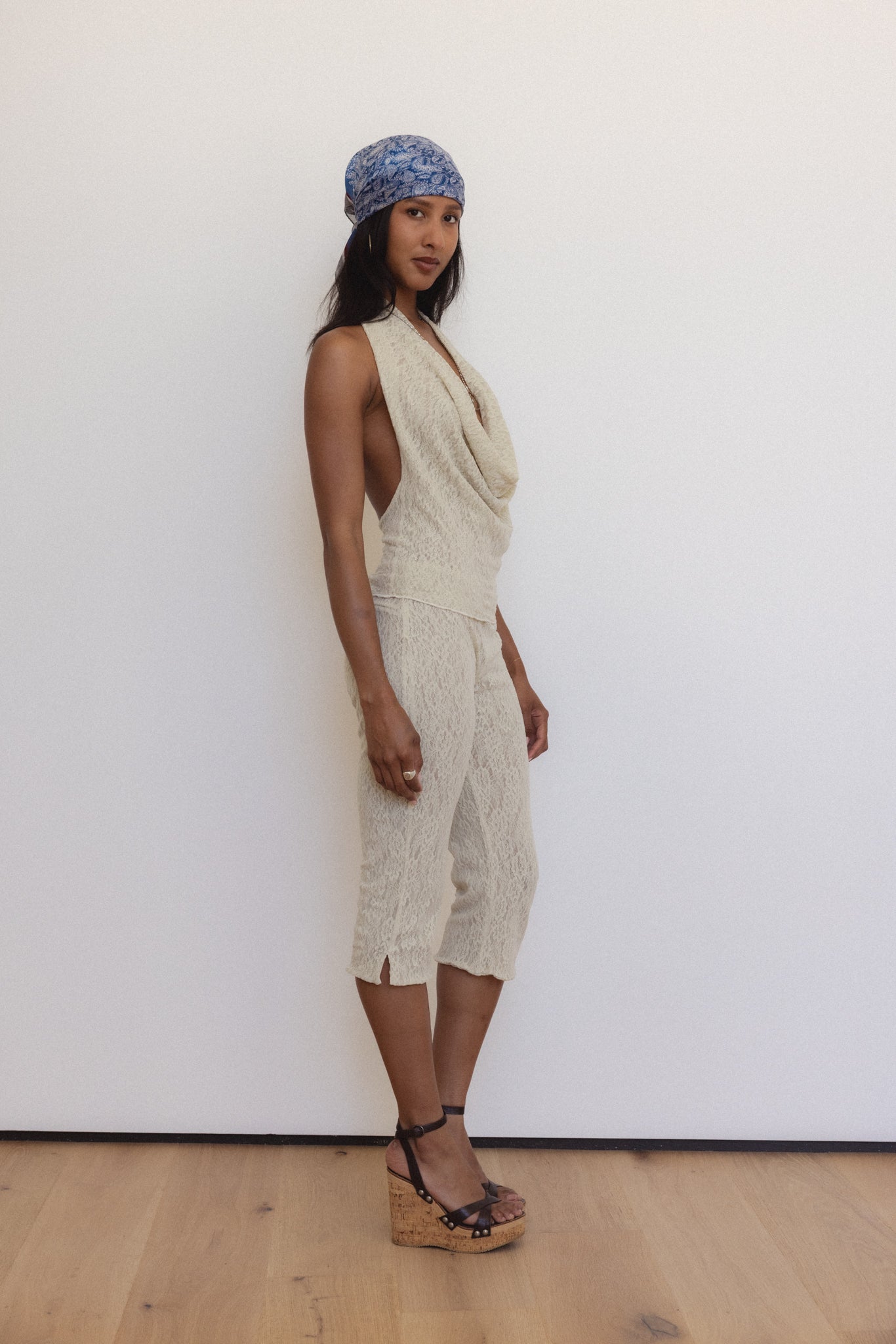 Psyche Top in Sandstone Lace