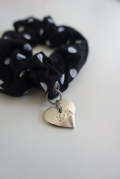 Scrunchie in Black Polka Dot