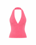 Aurora Halter Top in Hot Pink Terry