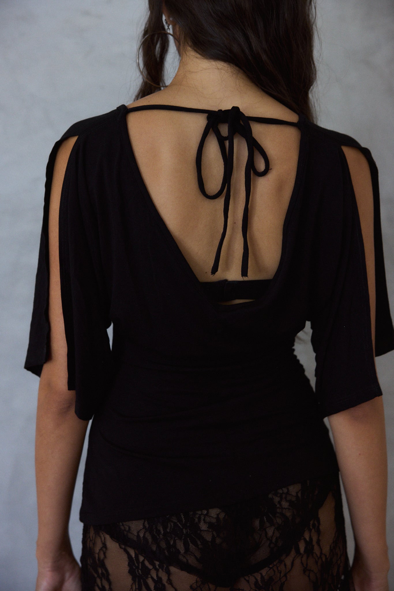Lily Flutter Tee in Black