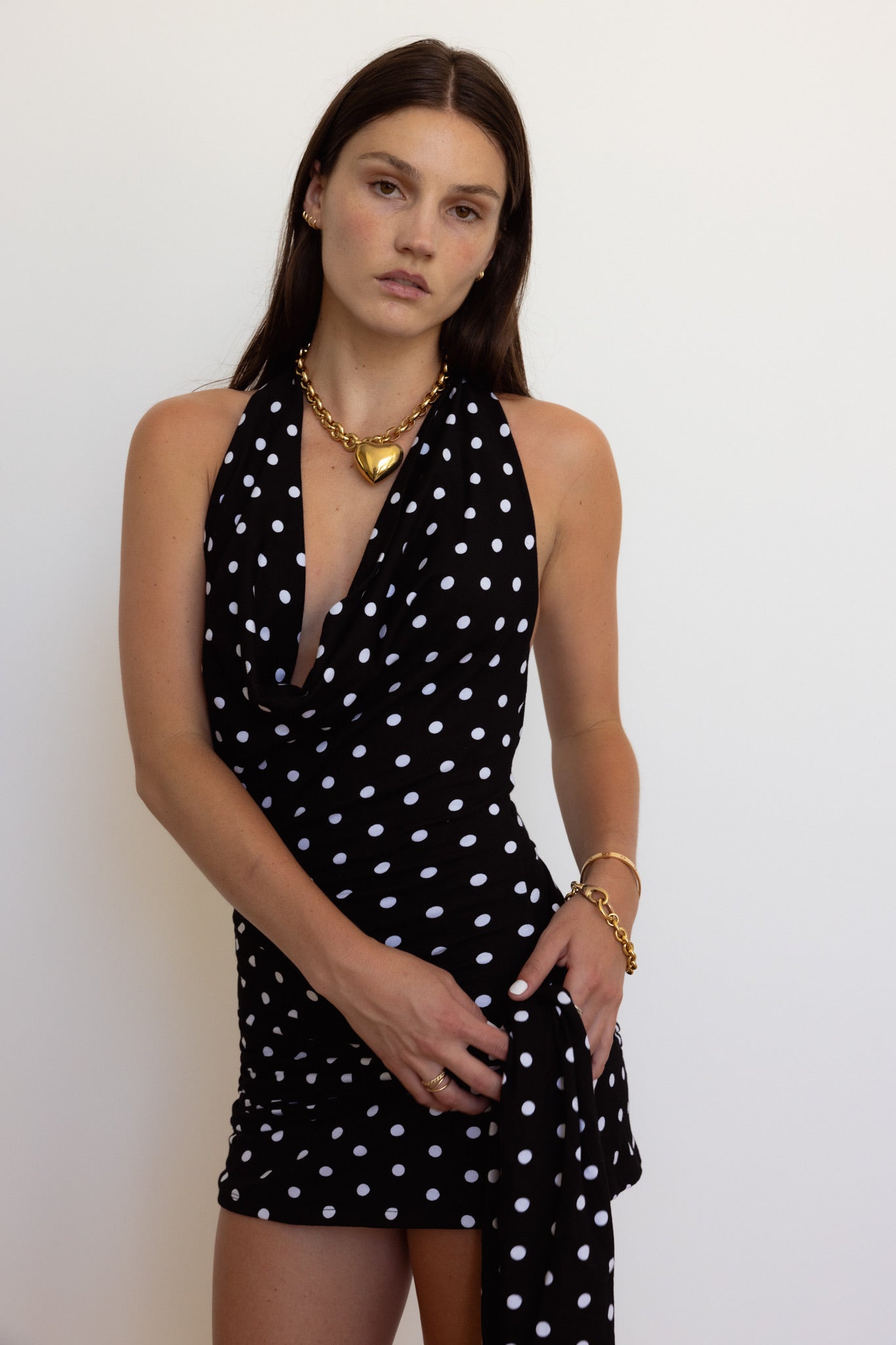 Psyche Dress in Black Polka Dot