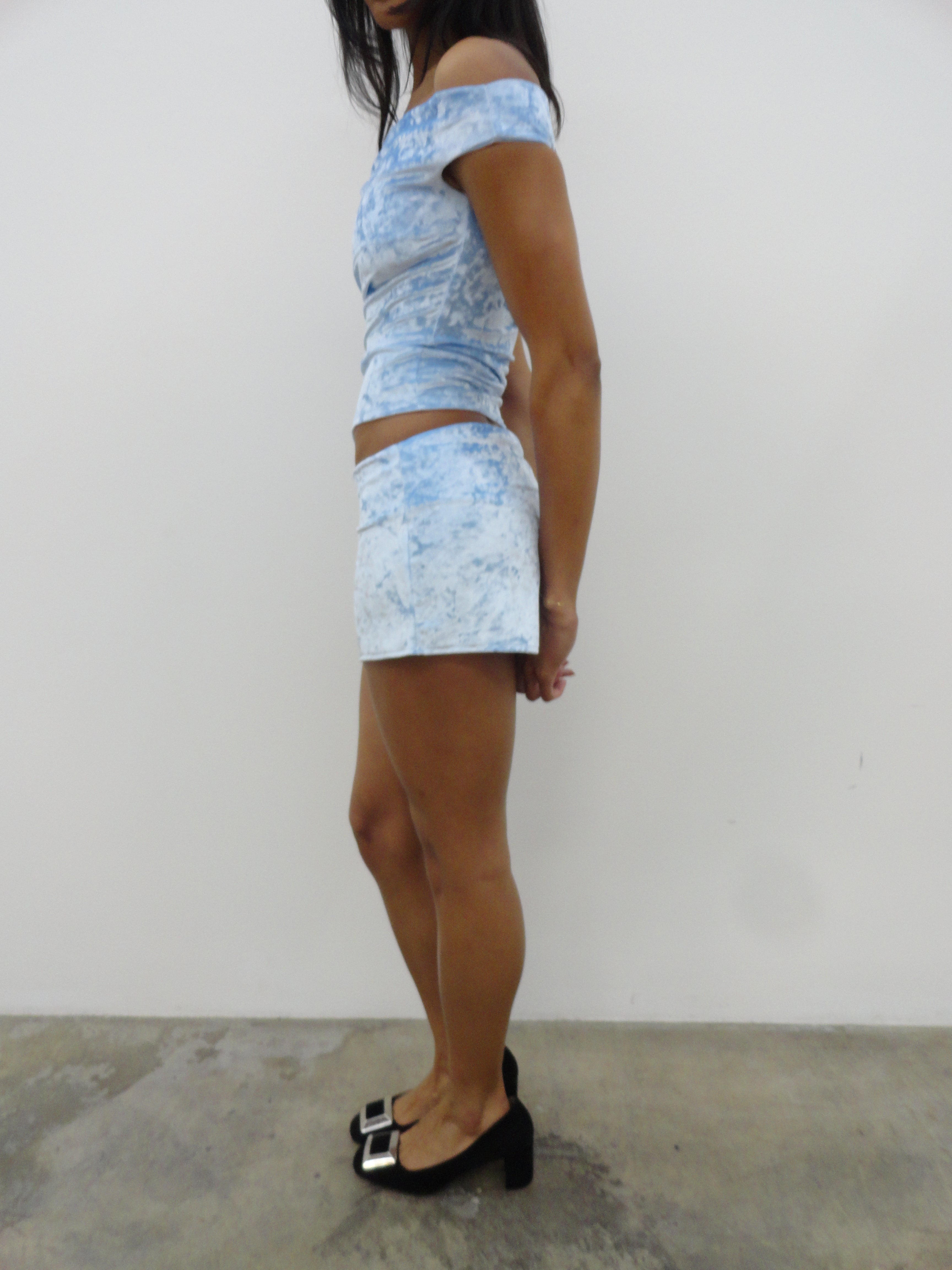 Olympia Top in Powder Blue Velvet