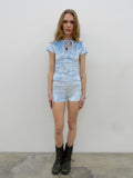 Cleo Keyhole Top in Powder Blue Velvet