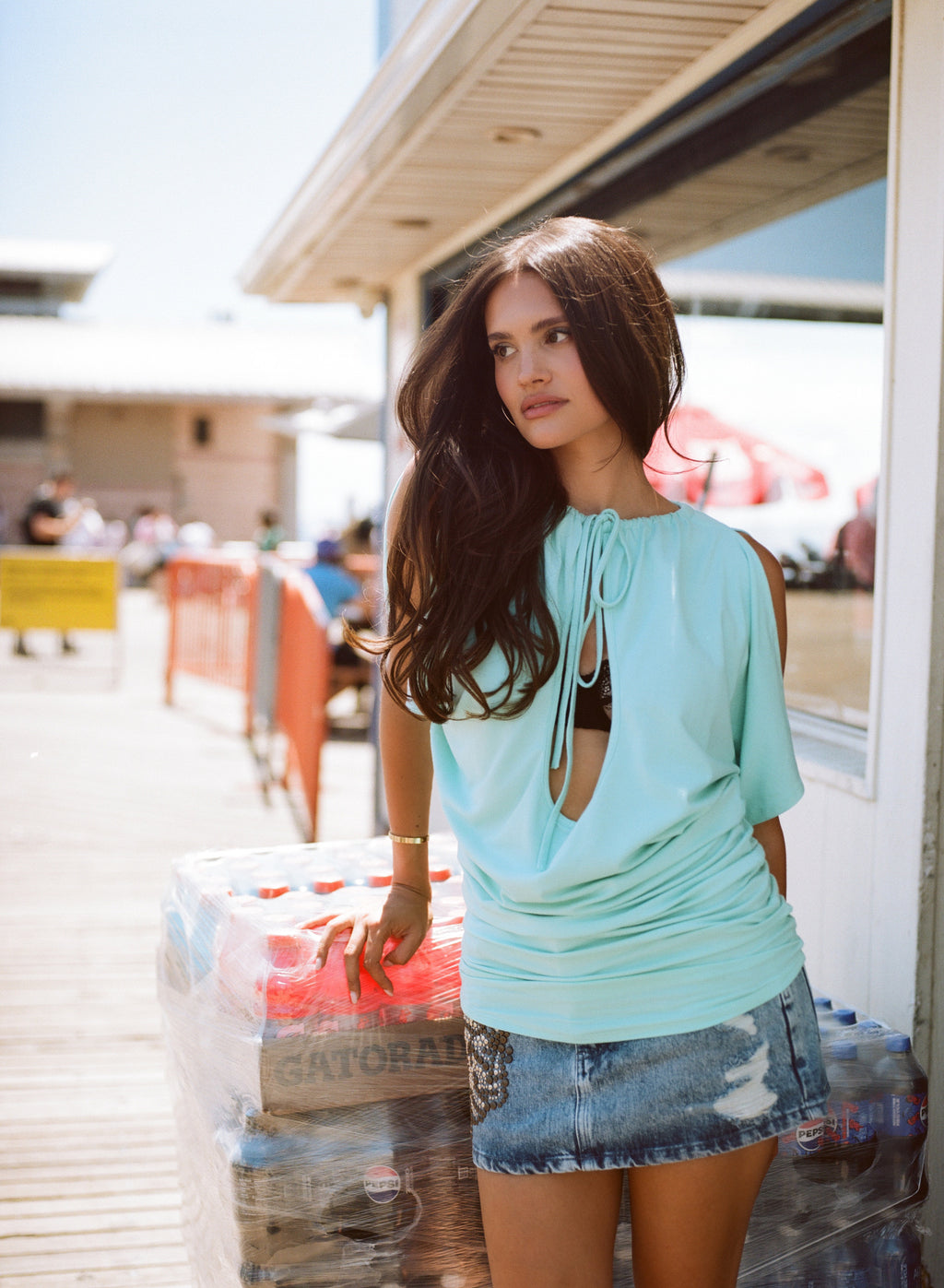 Julia Short Sleeve Dress in Aquamarine