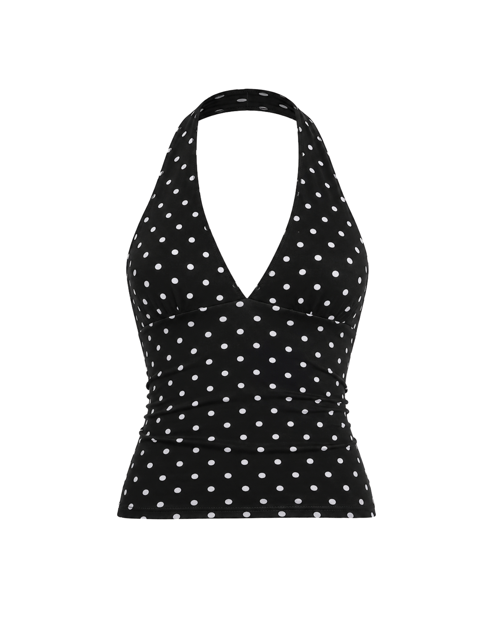 Aurora Halter Top in Black Polka Dot