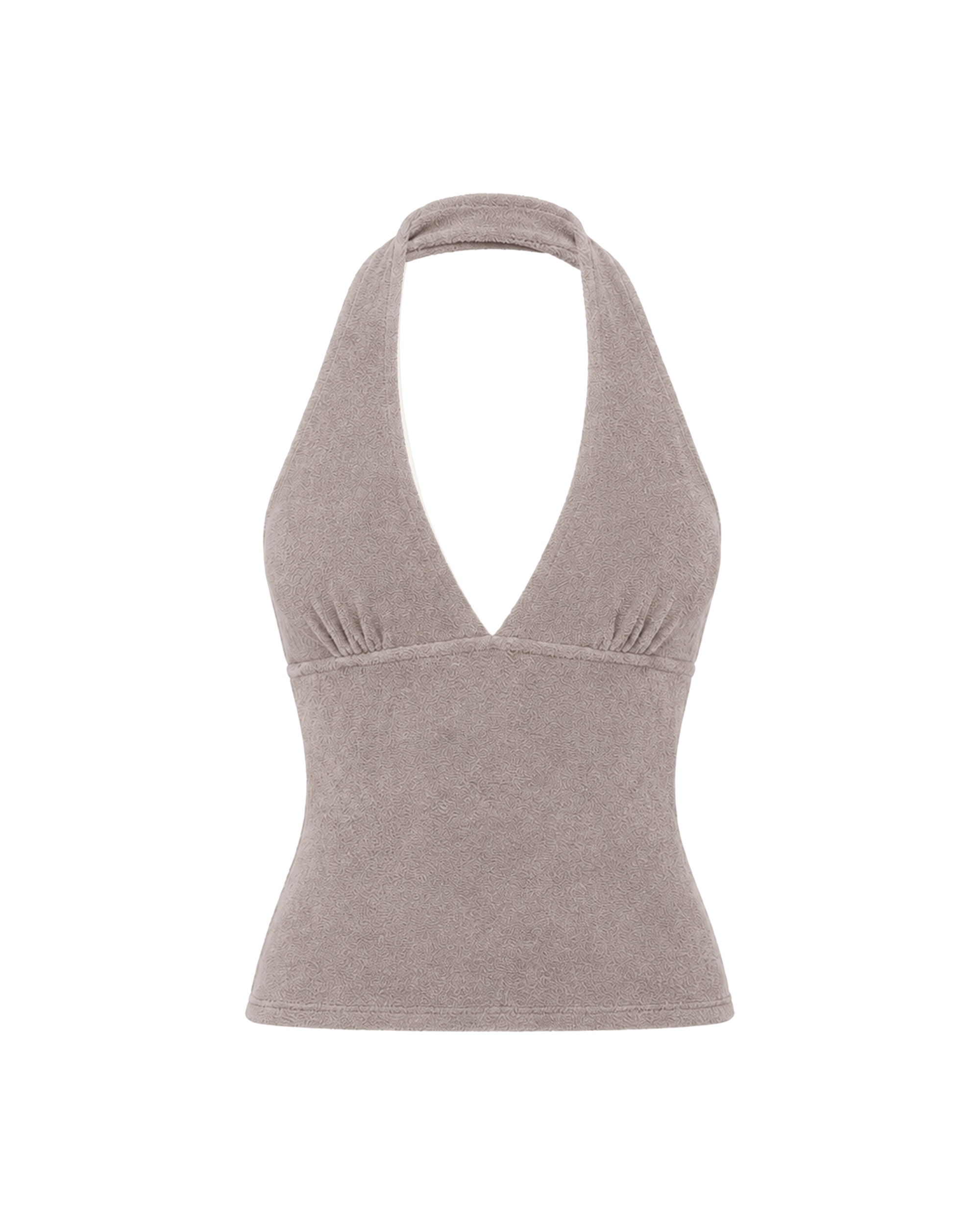 Aurora Halter Top in Mushroom Grey Terry