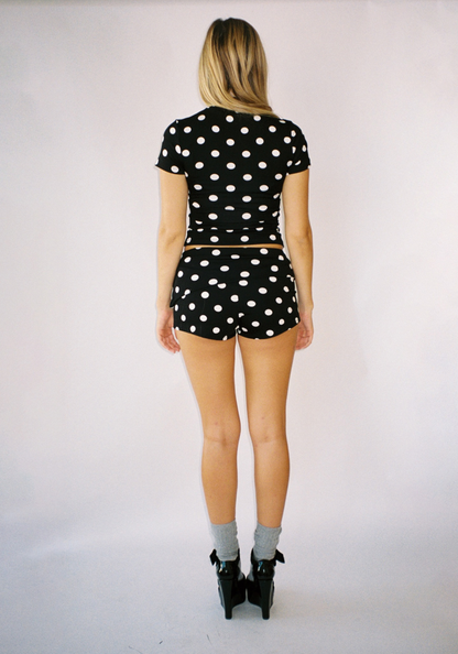 Thalia Shorts in Black Polka Dot