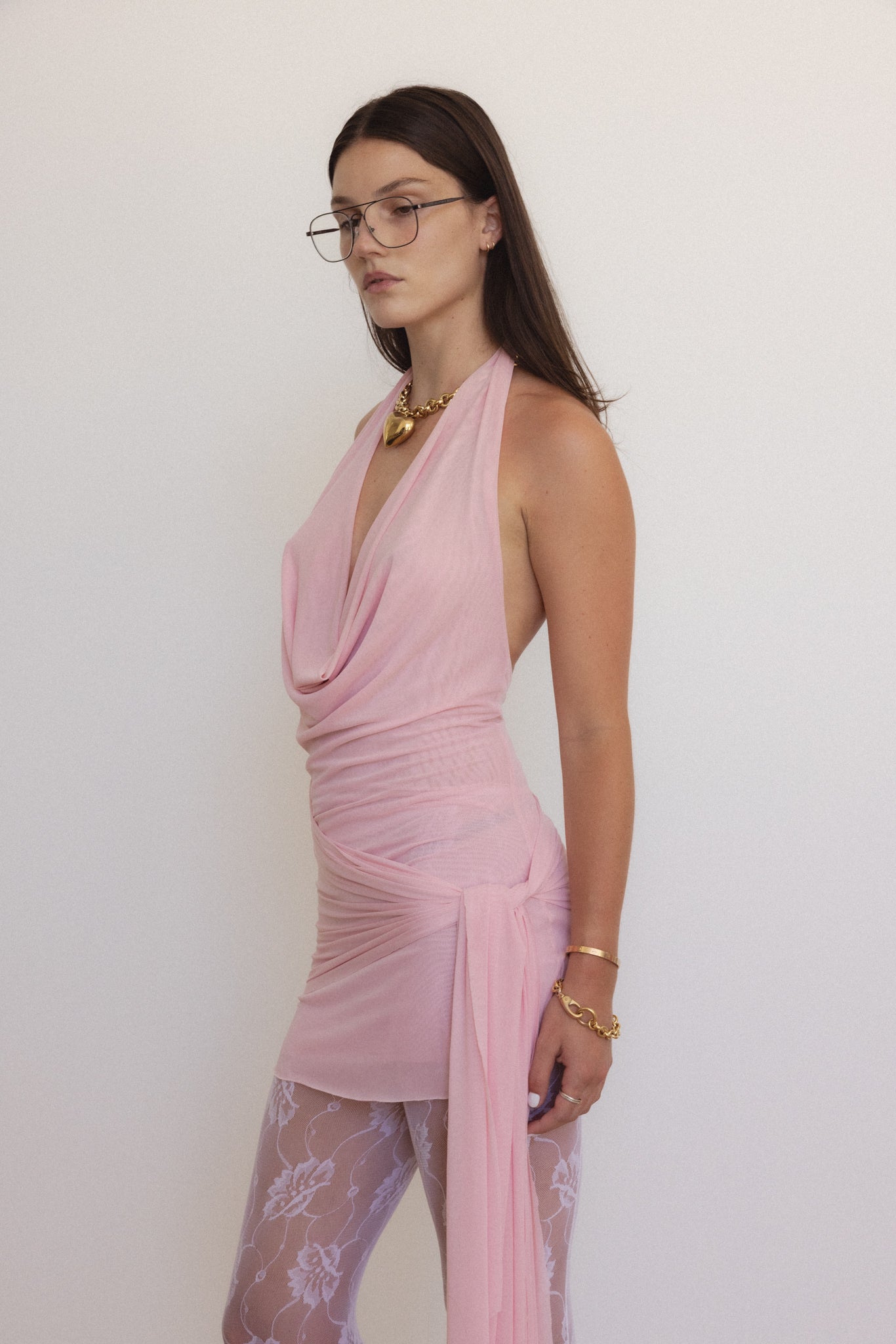 Psyche Dress in Pink Mesh