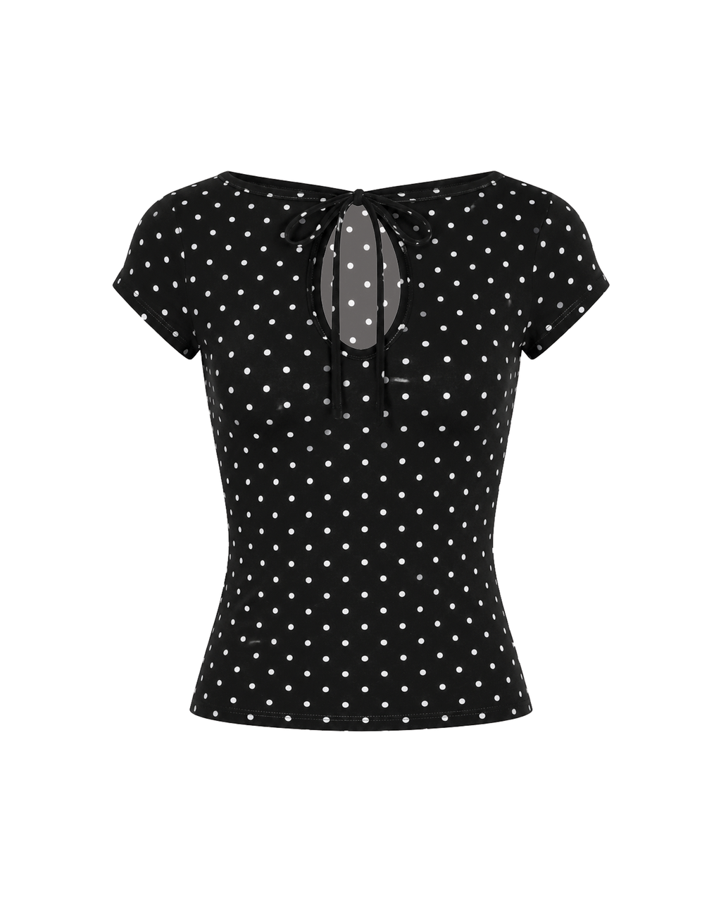 Cleo Keyhole Top in Black Polka Dot