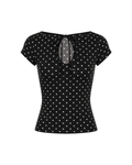 Cleo Keyhole Top in Black Polka Dot