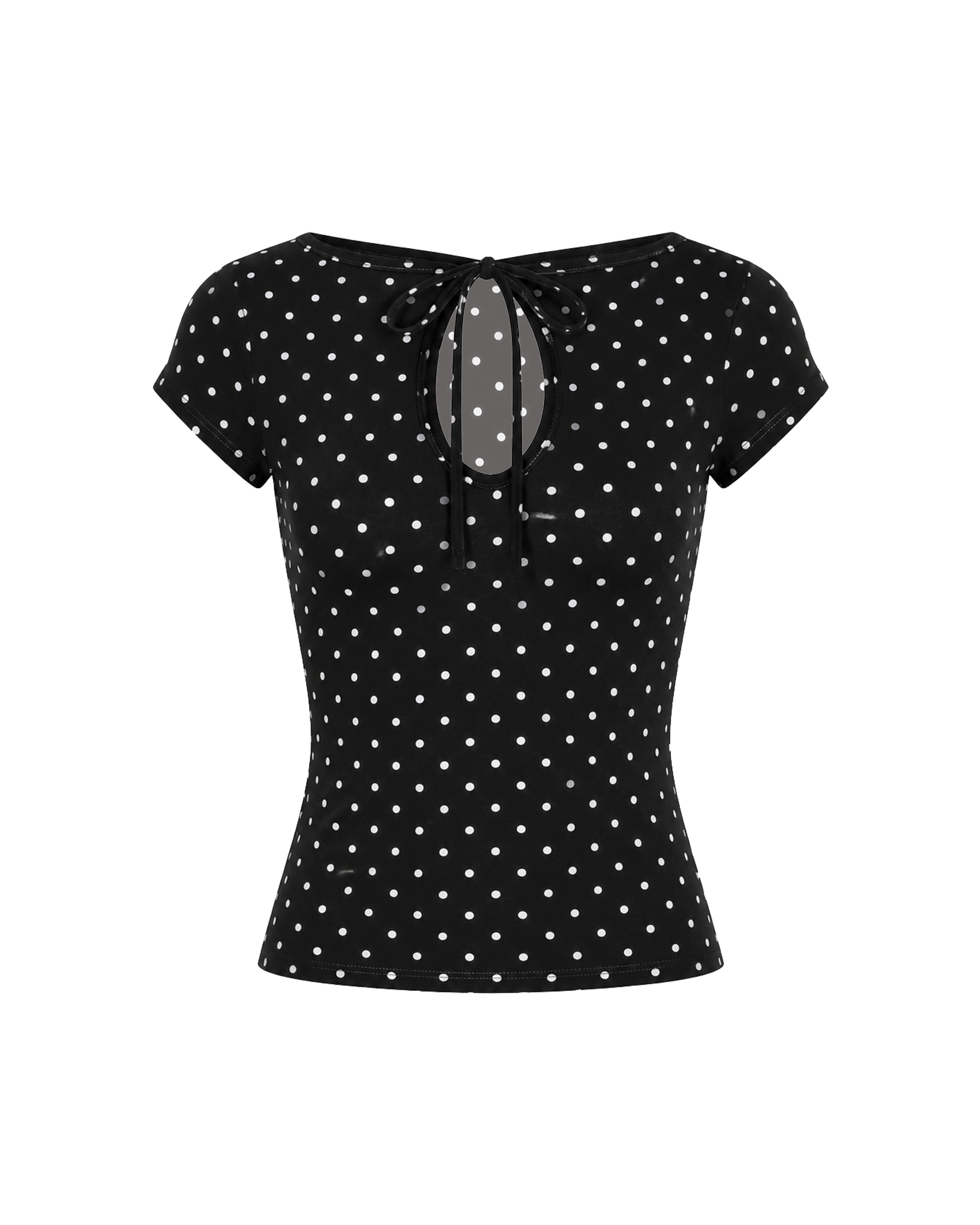 Cleo Keyhole Top in Black Polka Dot