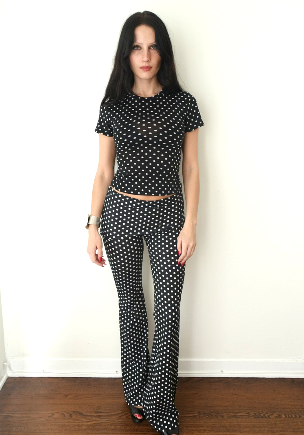 Thalia Baby Tee in Black Polka Dot