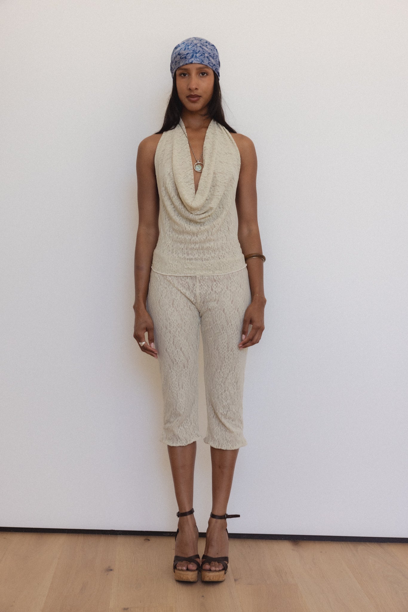 Psyche Top in Sandstone Lace