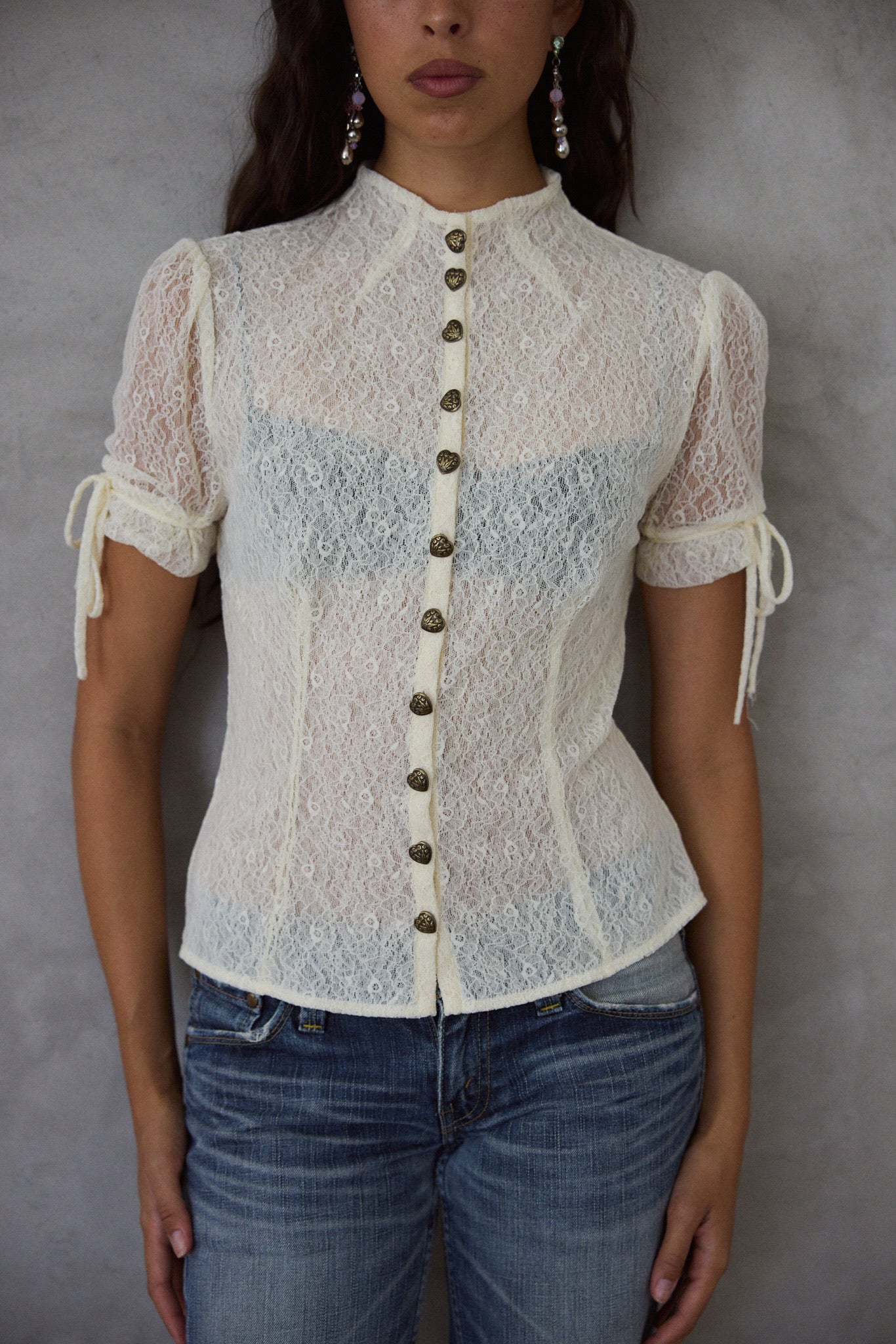 Violetta Top in Sandstone Lace