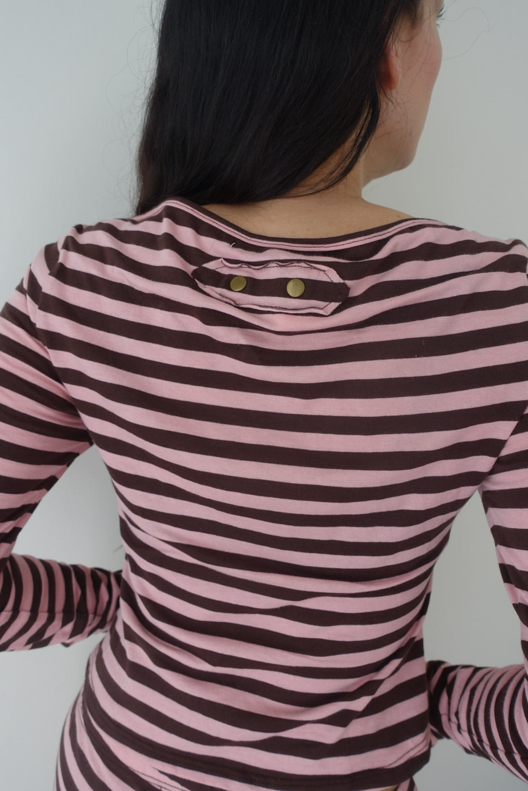 Mars Cardigan in Pink and Brown Stripe