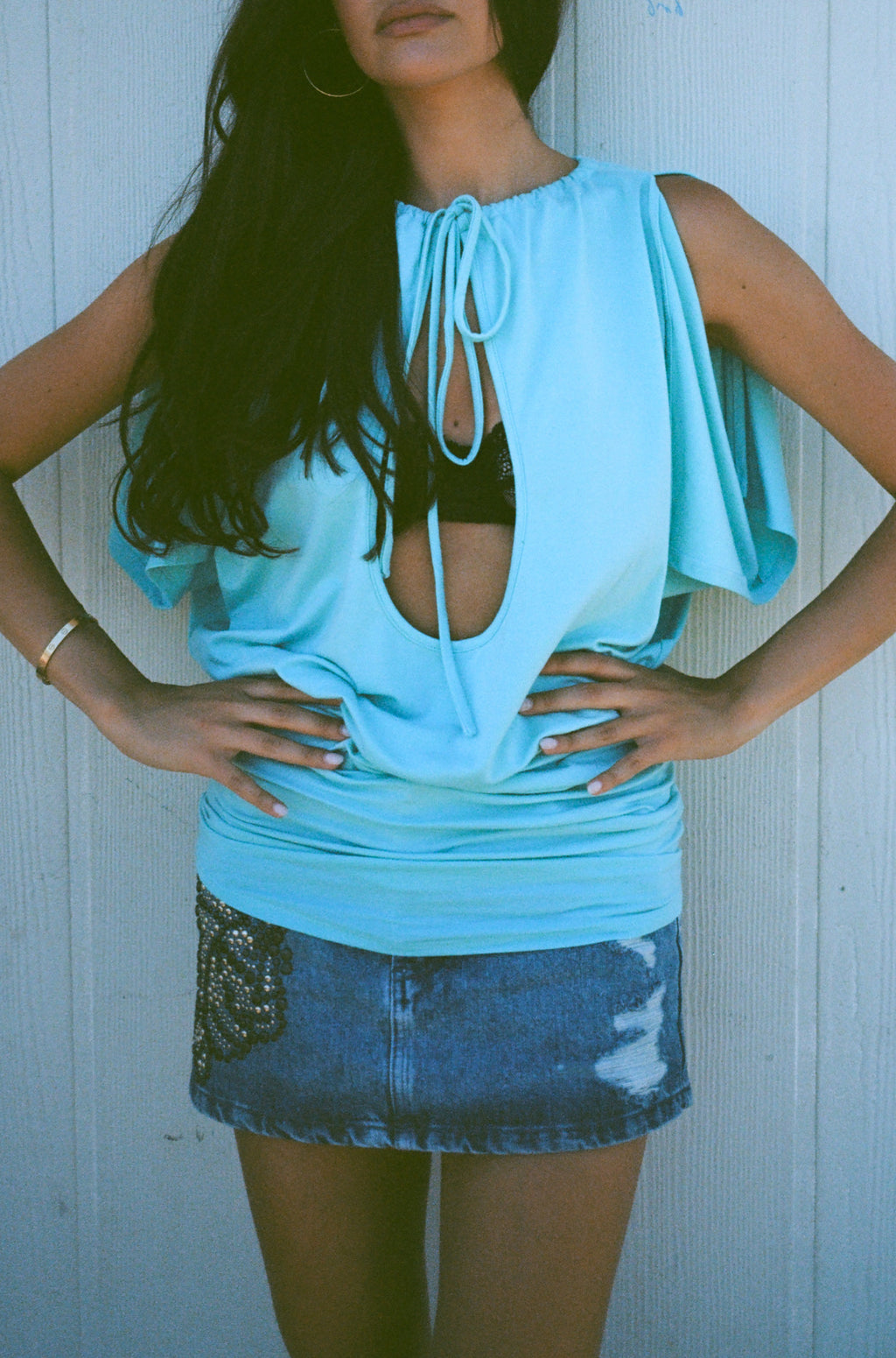 Julia Short Sleeve Dress in Aquamarine