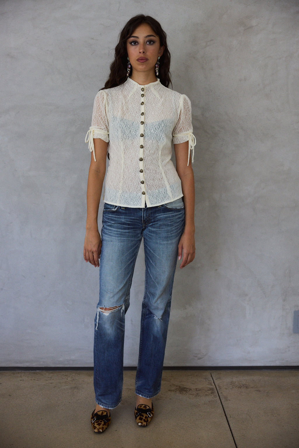 Violetta Top in Sandstone Lace