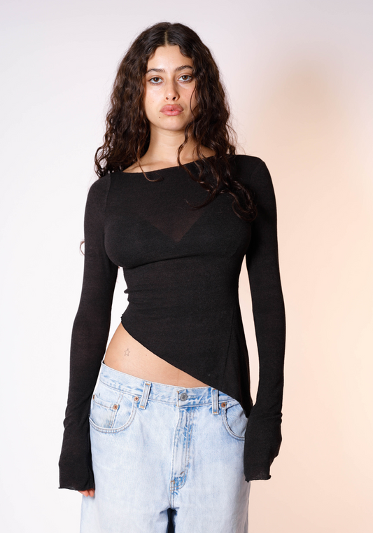 Demeter Long Sleeve Top in Ebony