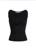 Muse Fringe Tank Top in Midnight