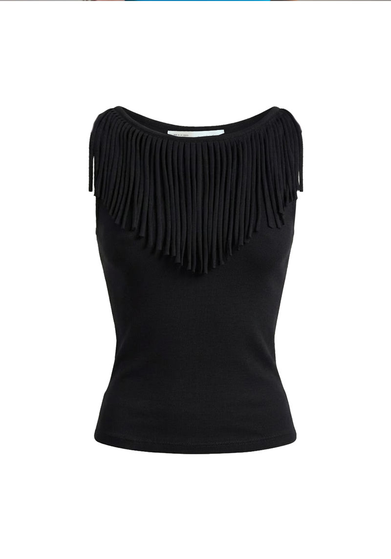 Muse Fringe Tank Top in Midnight