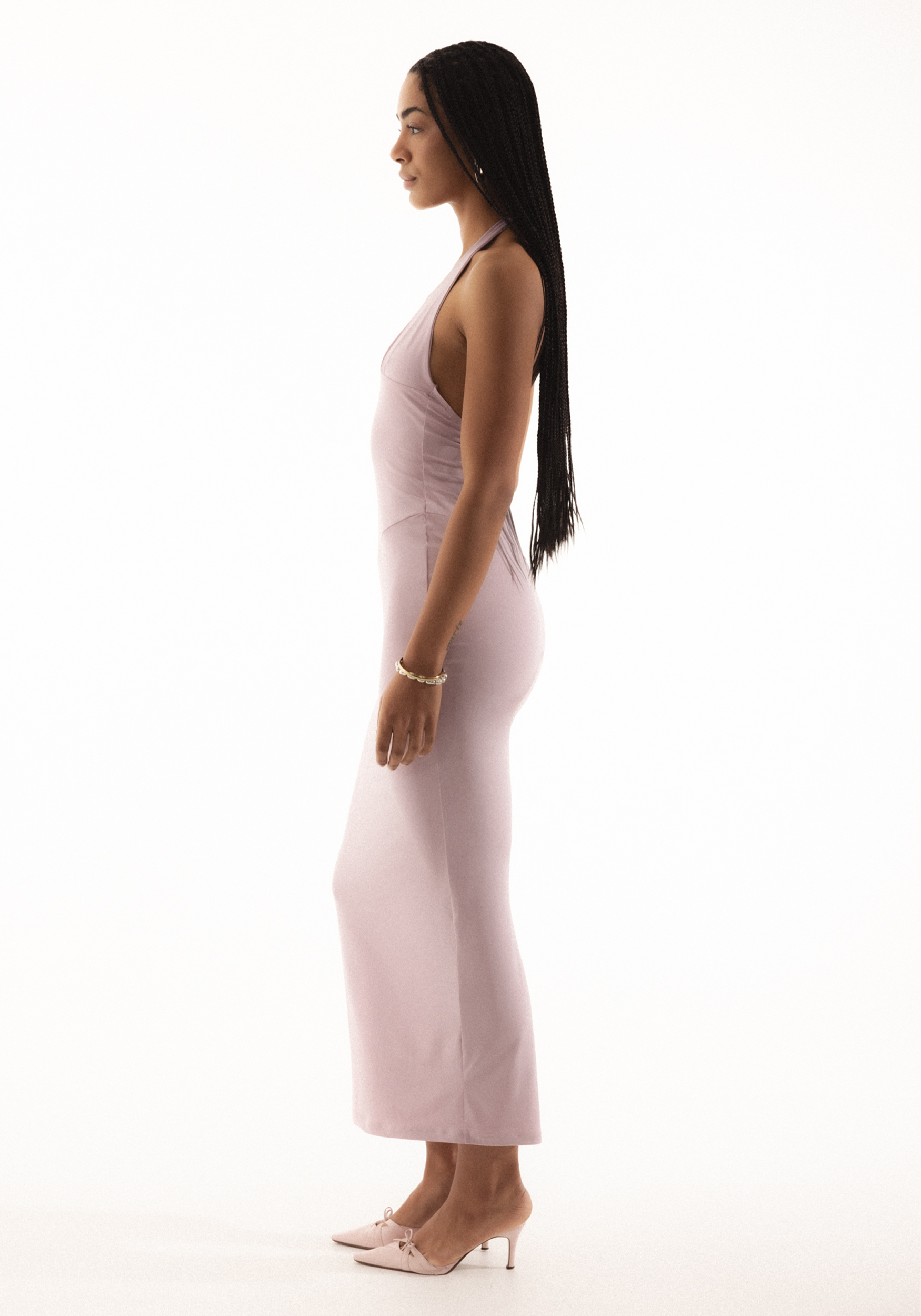 Aphrodite Halter Maxi Dress in Pearl Pink – CAMPBELL&KRAMER Aphrodite Halter Maxi Dress in Pearl Pink – CAMPBELL&KRAMER