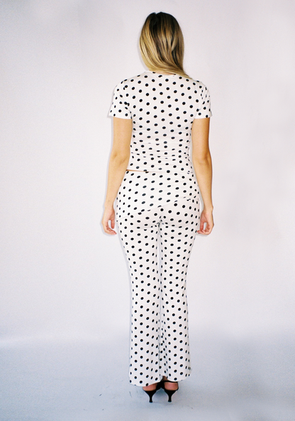 Thalia Pants in White Polka Dot