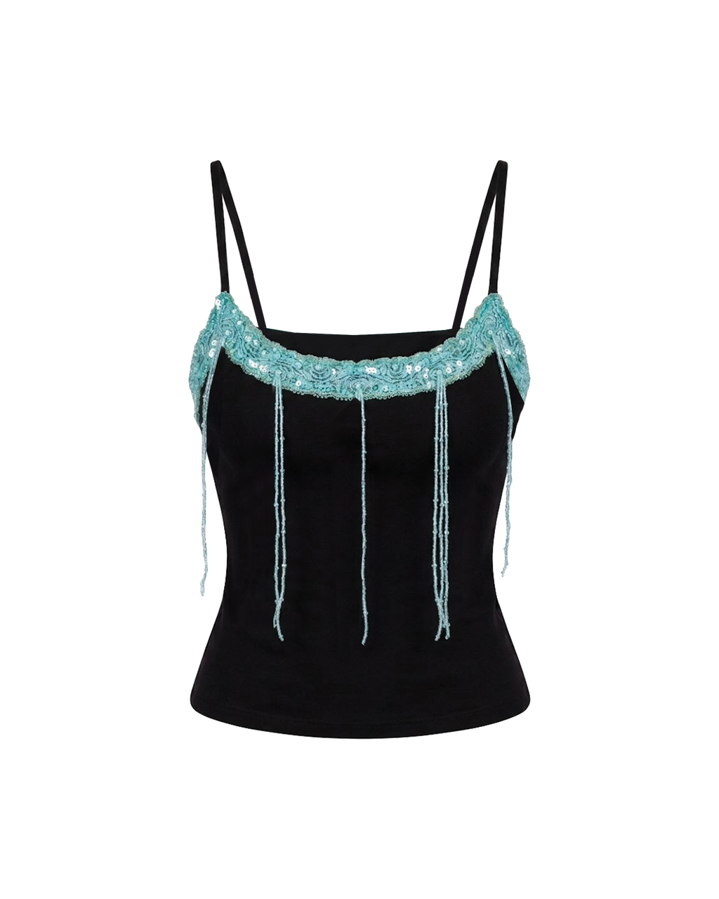 Thalia Tank Top with Aquamarine Trim