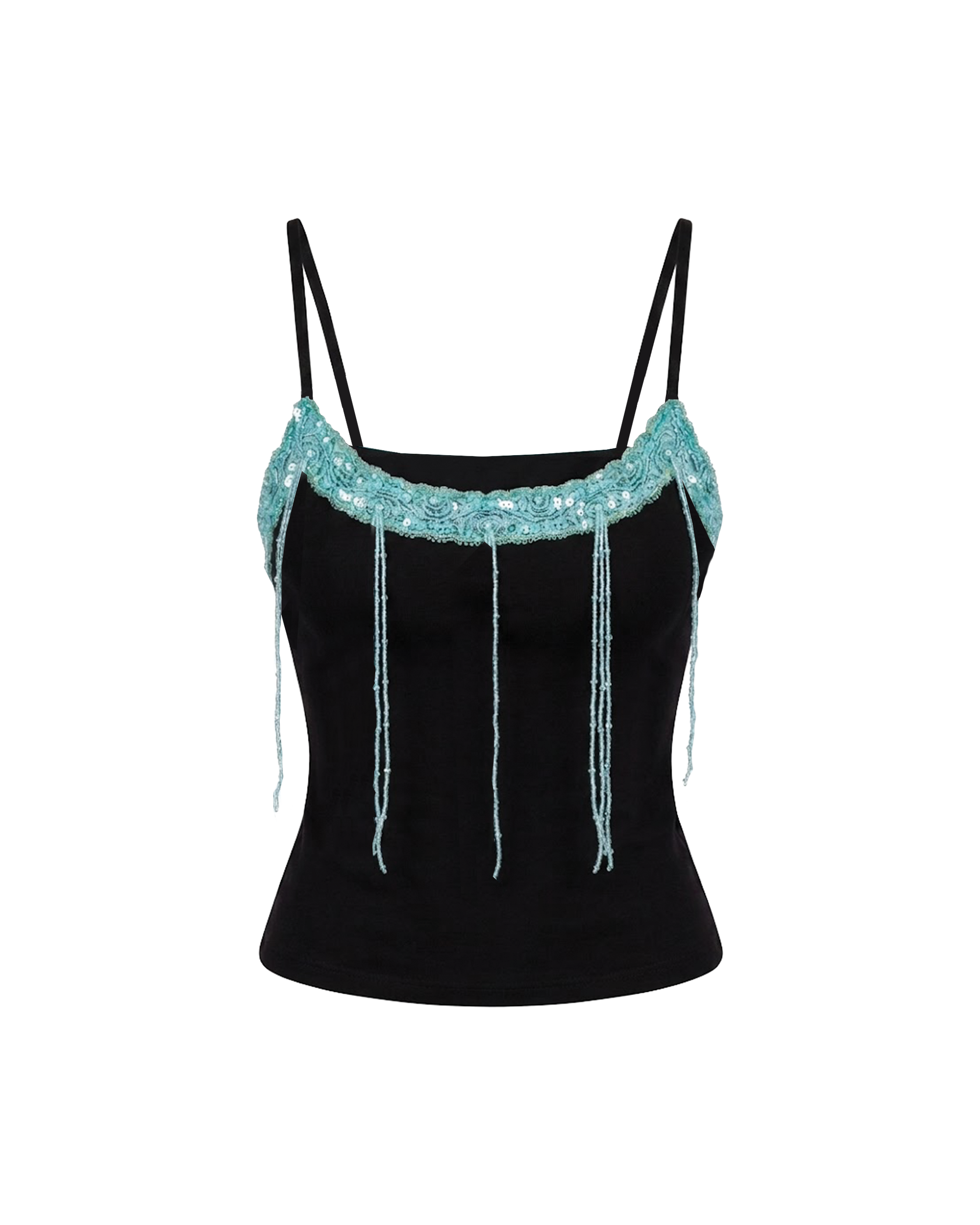 Thalia Tank Top with Aquamarine Trim