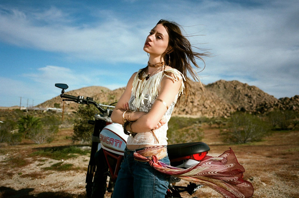 Muse Fringe Tank Top in Sandstone Lace