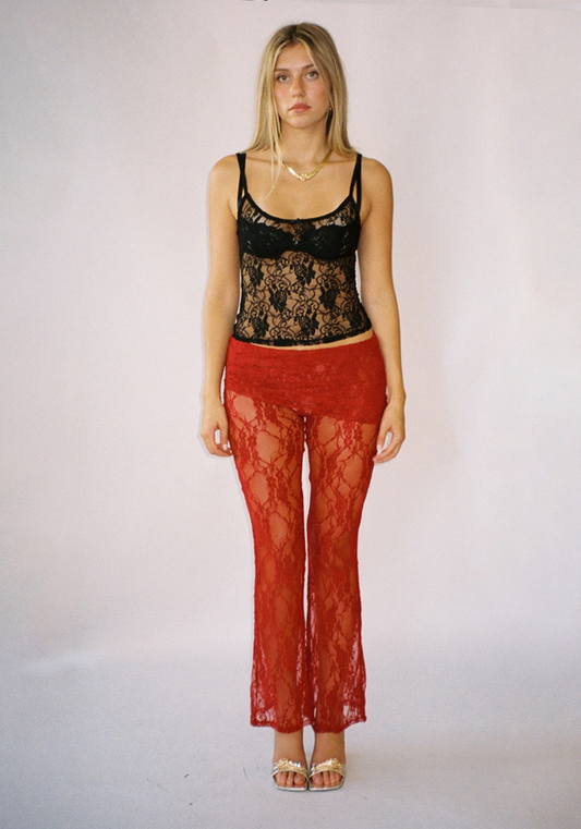 Thalia Pants in Cherry Lace