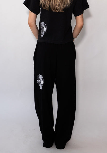 Black Recycled Cotton Straight Leg Pants