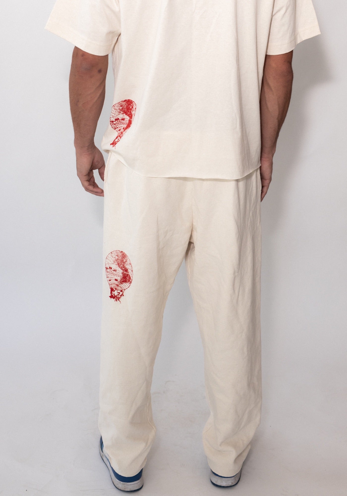 Cream Recycled Cotton Cut Sweatpants