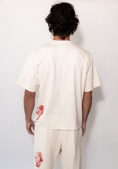 Cream Recycled Cotton Cut Boxy Tee