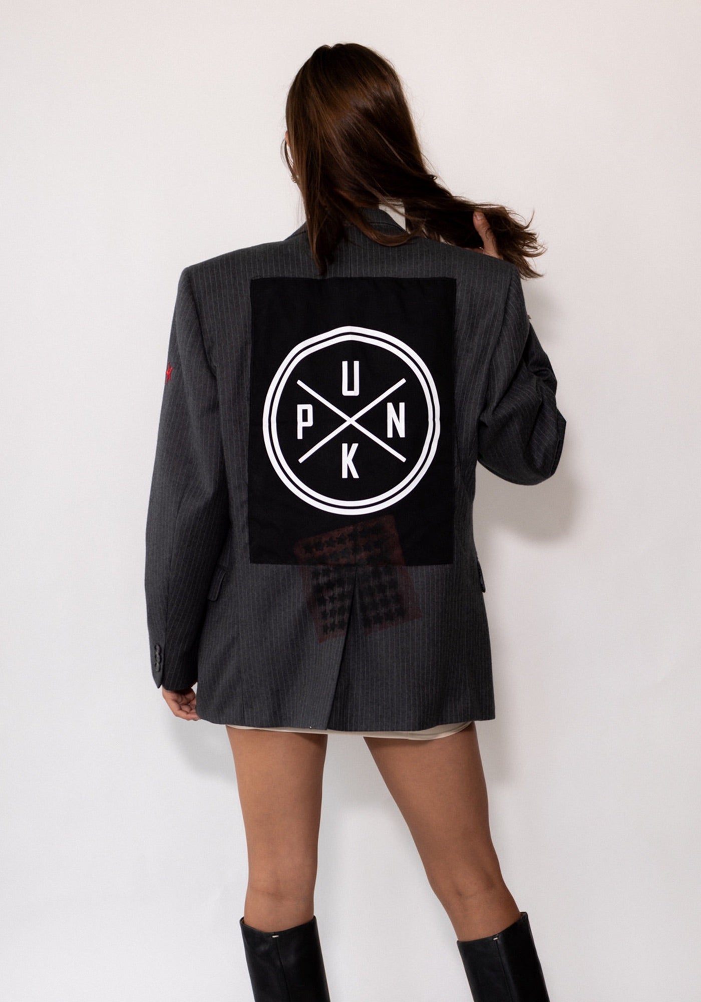 Dark Gray Pinstripe Punk Blazer