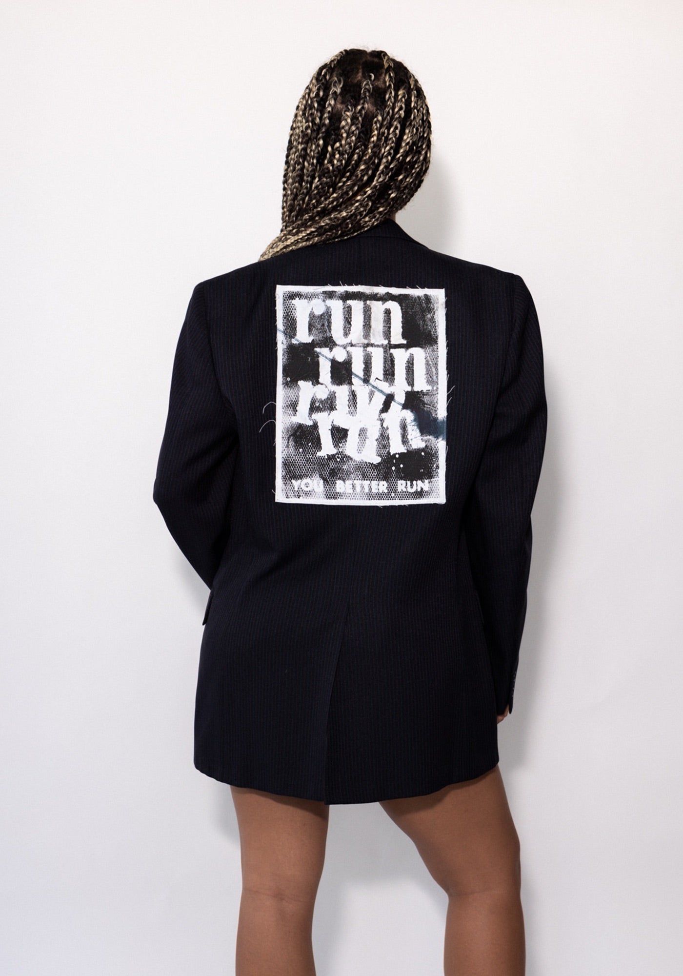 Navy Pinstripe RUN Blazer