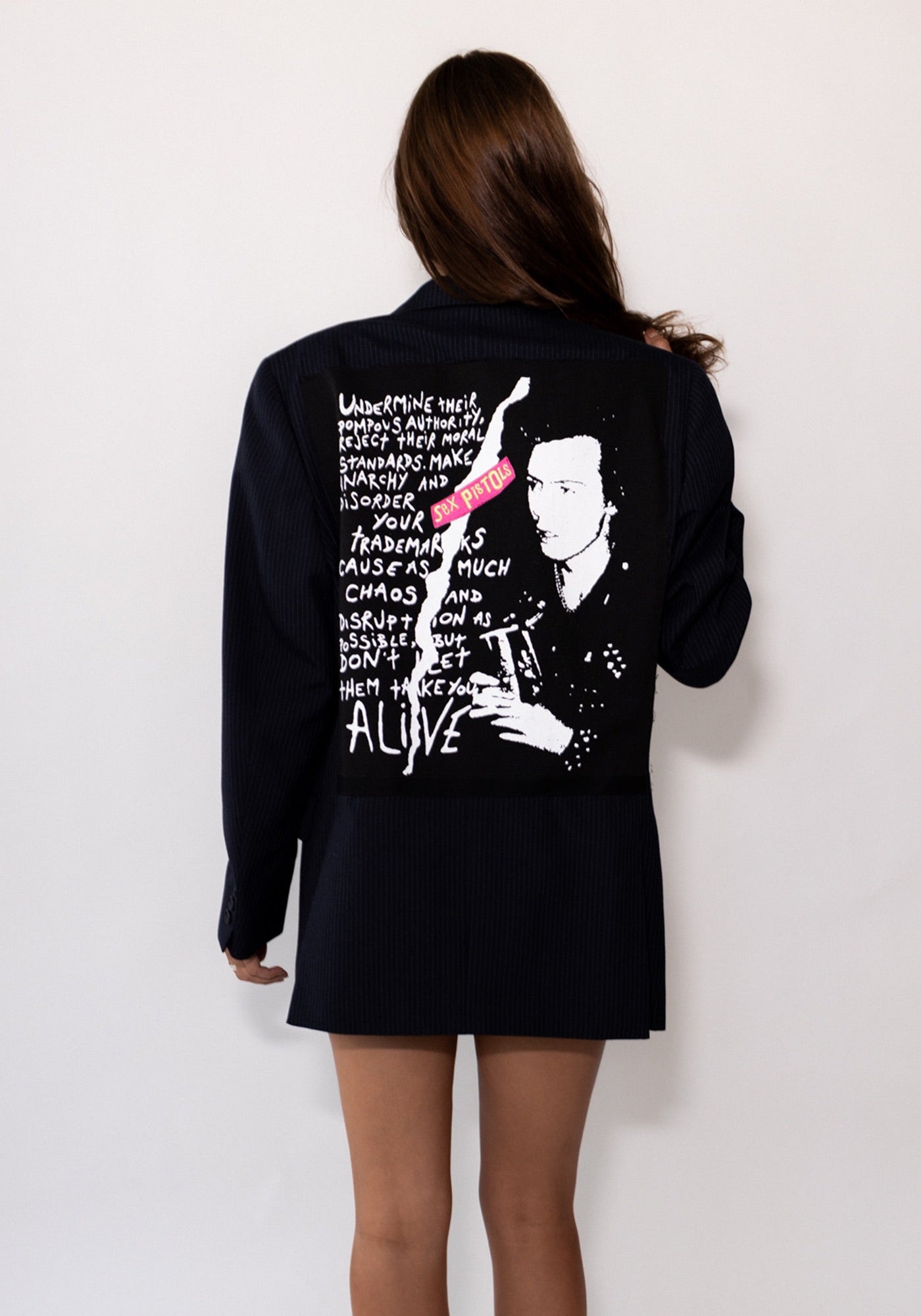 Navy Pinstripe Sex Pistols Blazer