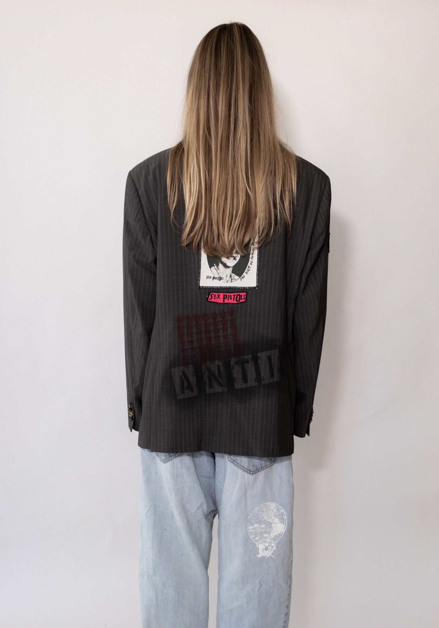 Gray Pinstripe Sex Pistols Blazer