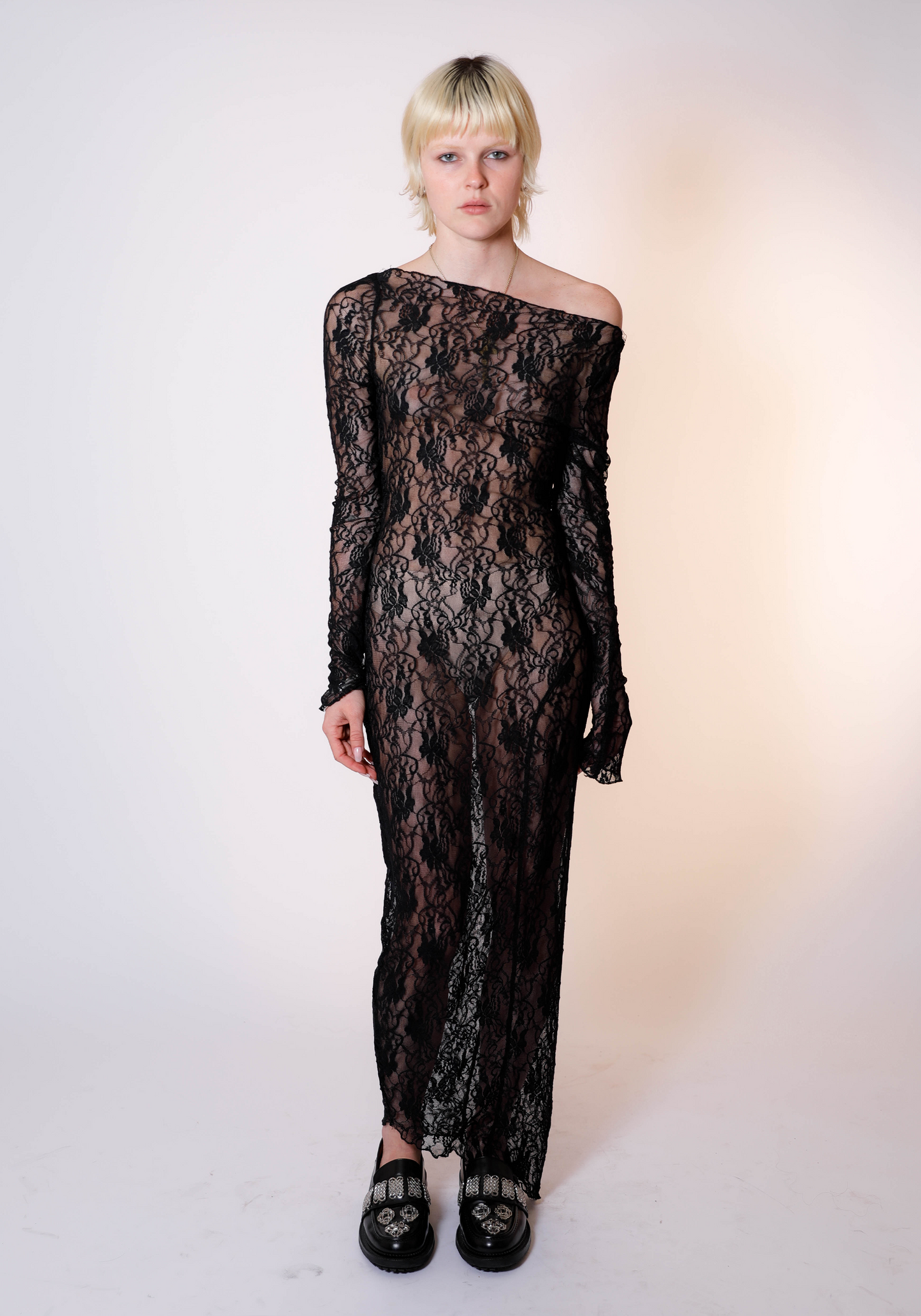 Demeter Long Sleeve Dress in Midnight Lace