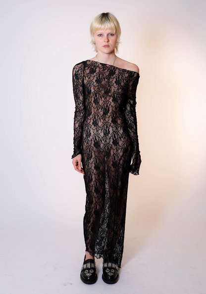 Demeter Long Sleeve Dress in Midnight Lace