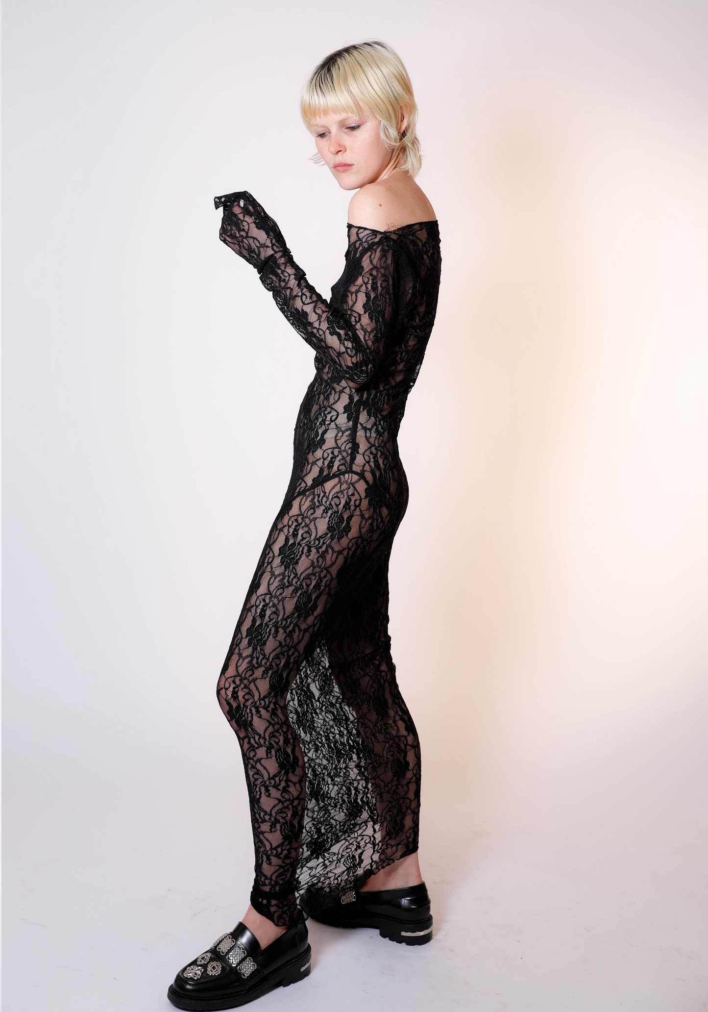 Demeter Long Sleeve Dress in Midnight Lace