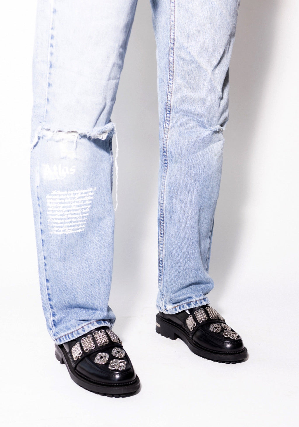 Jamestown Distressed Straight Leg Jeans