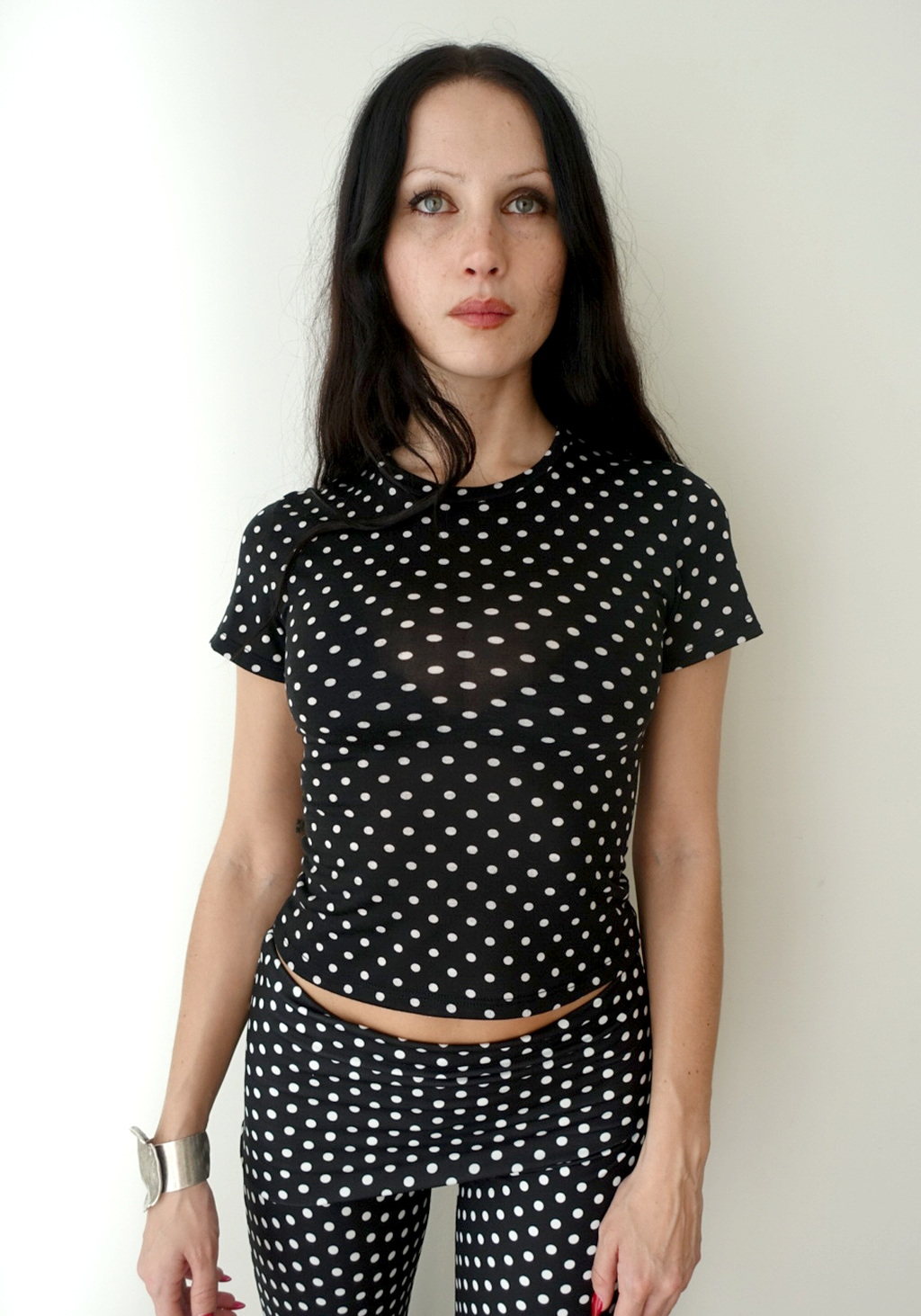 Thalia Baby Tee in Black Polka Dot