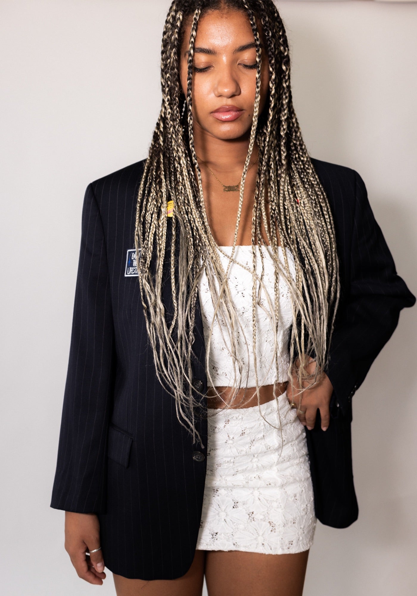 Navy Pinstripe Marilyn Manson Blazer