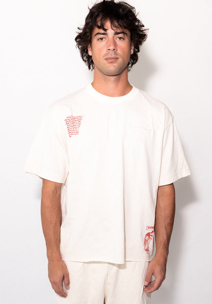 Cream Recycled Cotton Cut Boxy Tee